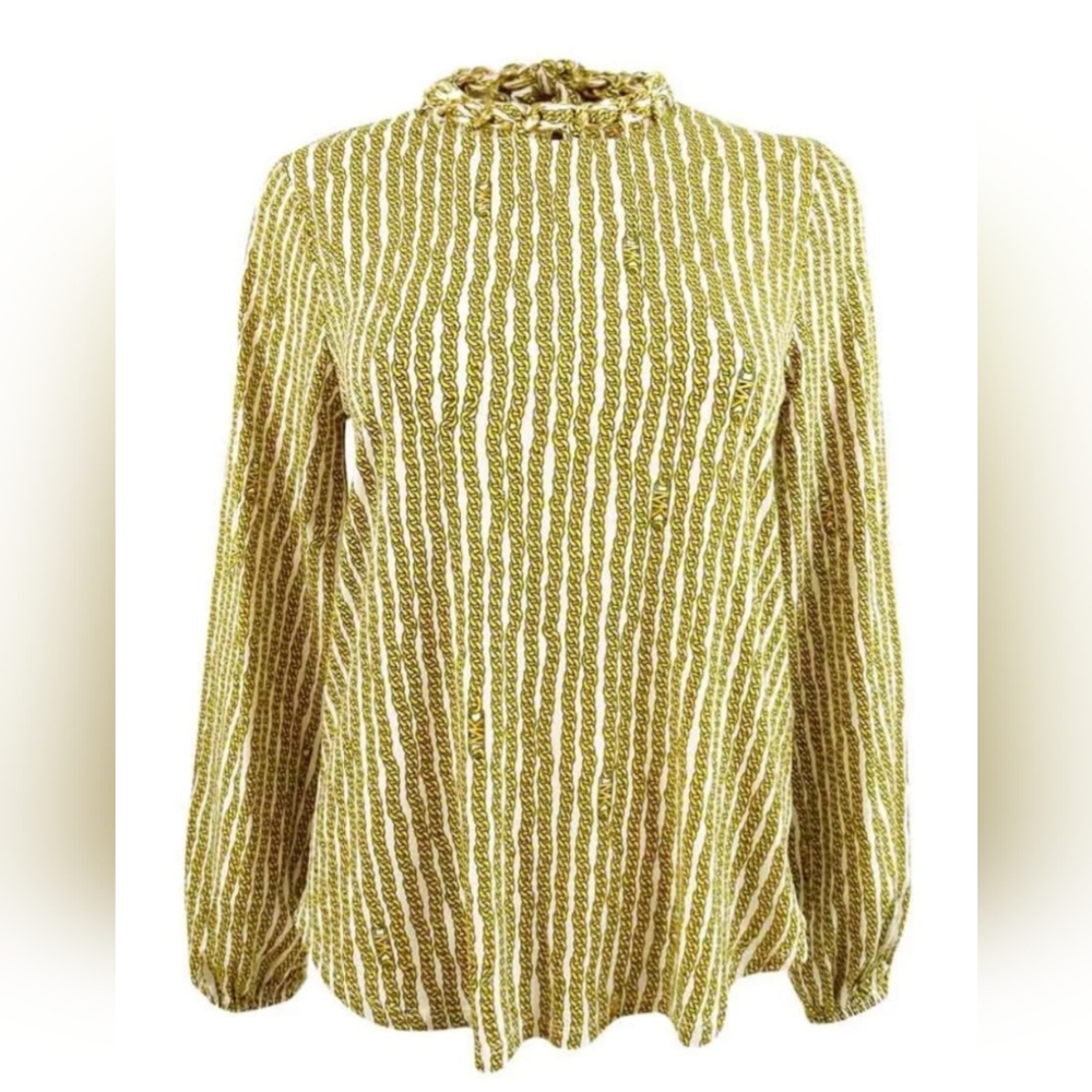 Michael Kors  Chain Print Chain Neck Blouse Size Small